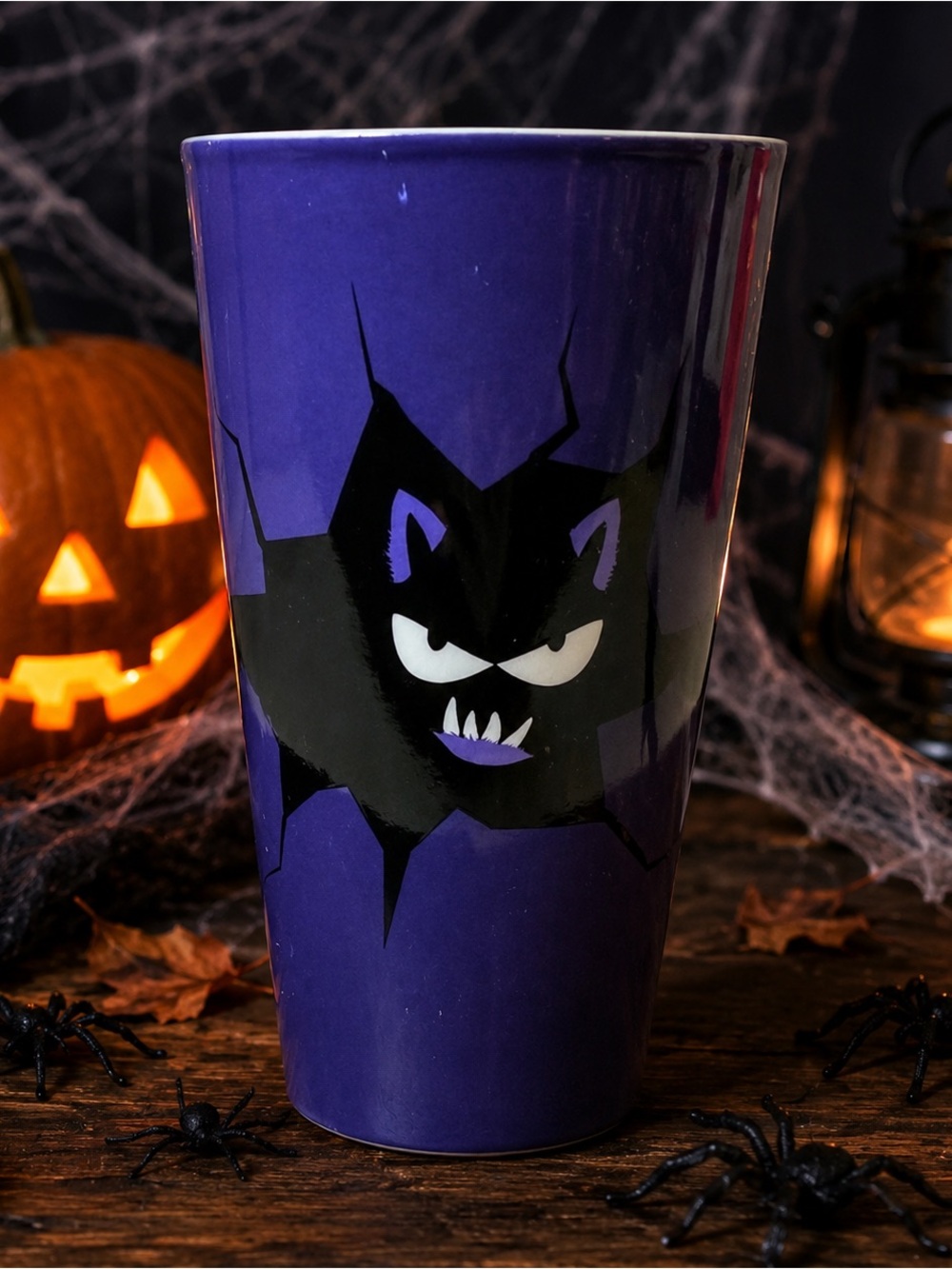 DAVIDsTEA Halloween Monster Travel Mug Purple Black Ceramic Lid